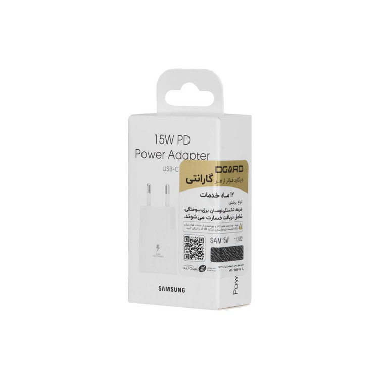 شارژر دیواری دو پین SAMSUNG 15W سفید اصلی کد 845114
