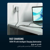 کابل شارژ PD و فست 1.2 متری Powerology Type-C to Type-C &Type-C مدل PWDC100DGY 100Wکد1628044